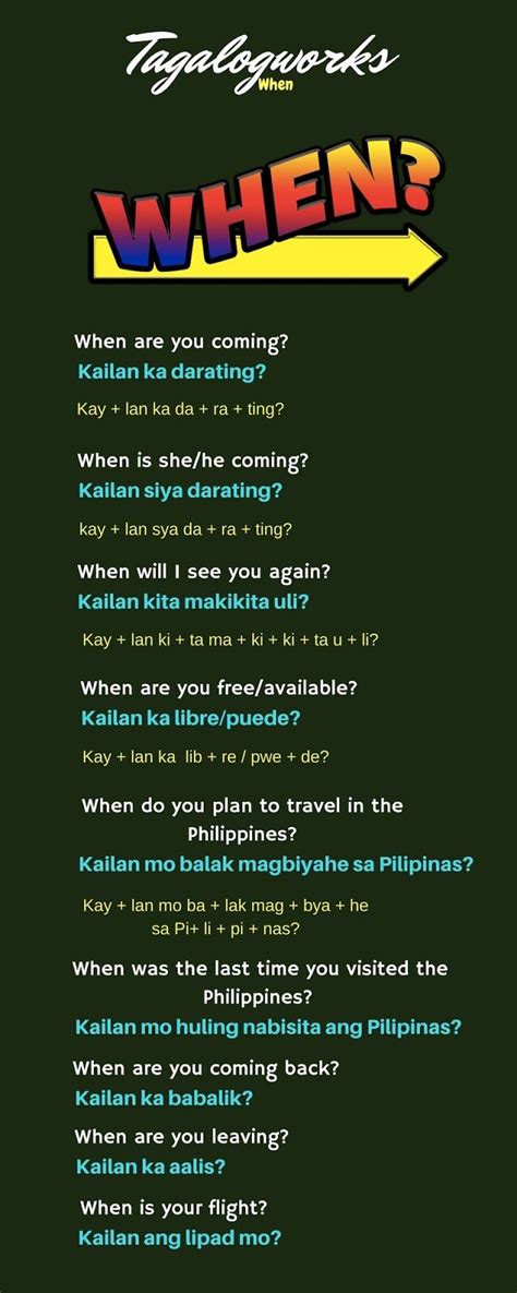 Tagalog Grammar → Asking Questions → Question Words.